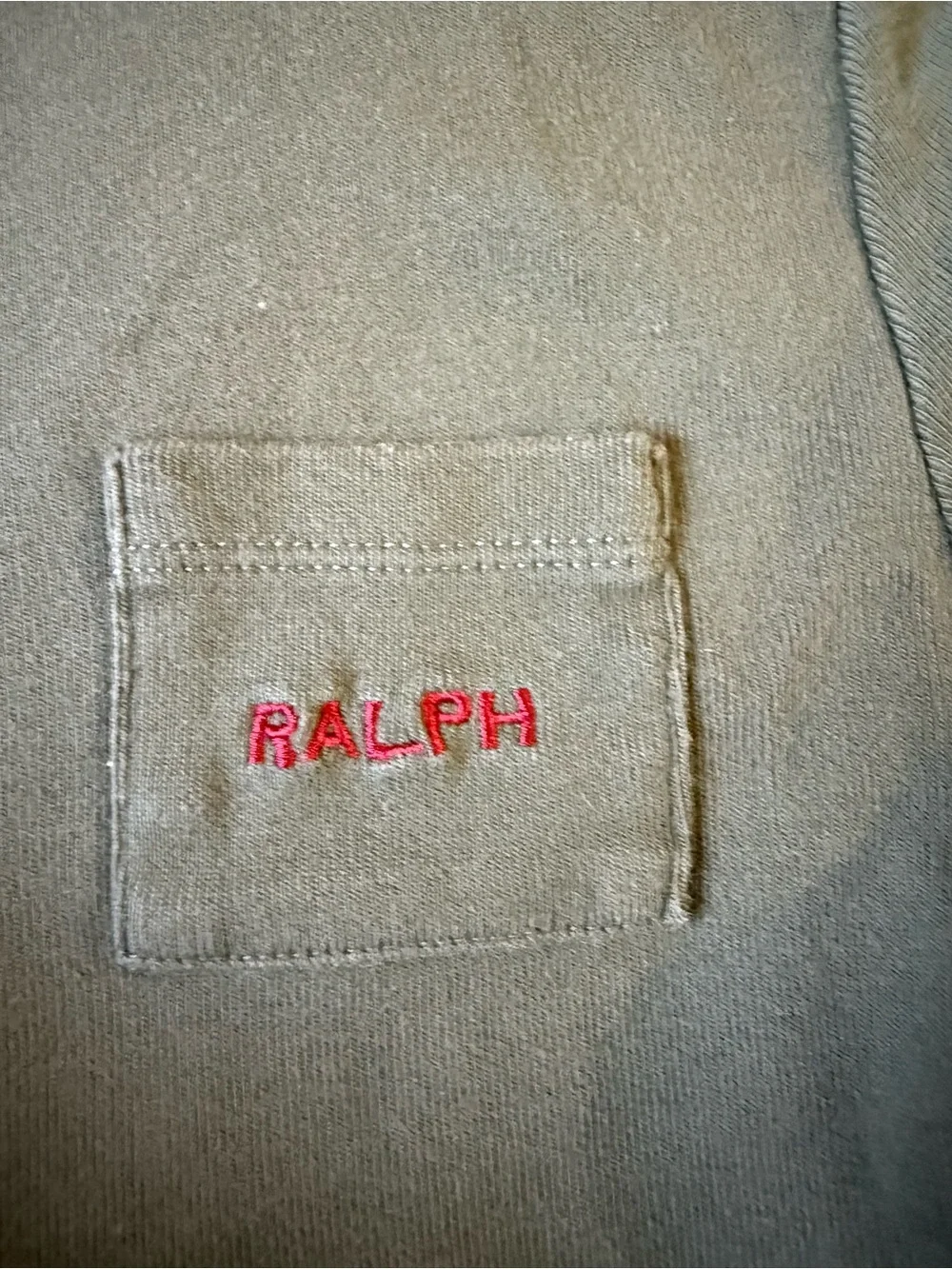 Ralph Lauren Olive Cropped Tee with Red Embroidery